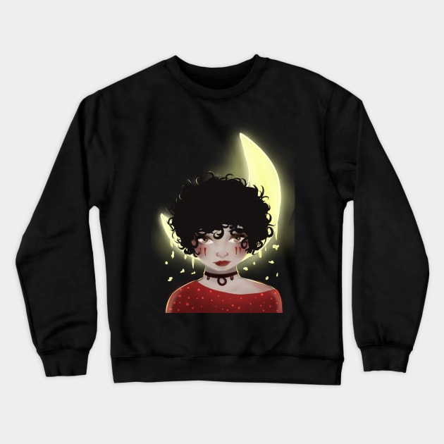 me and the moon Crewneck Sweatshirt by dindafirstiana